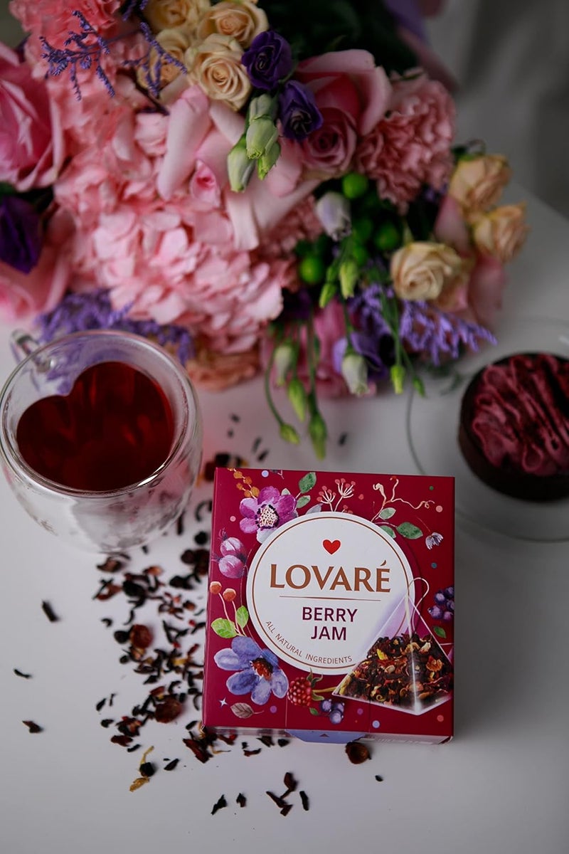 LOVARE مجموعة شاي متنوعة من LOVARE - 60 هرمية (1001 ليلة، مارشميلو الفراولة، رشات الشمبانيا، مربى التوت) - Image 5